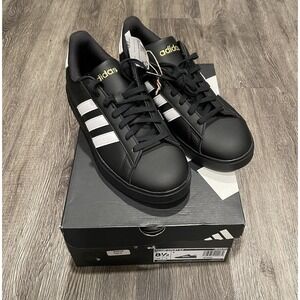 Adidas Grand‎ Court 2.0 Shoes Men's Size 8.5 Black White Gold Sneakers JR0546